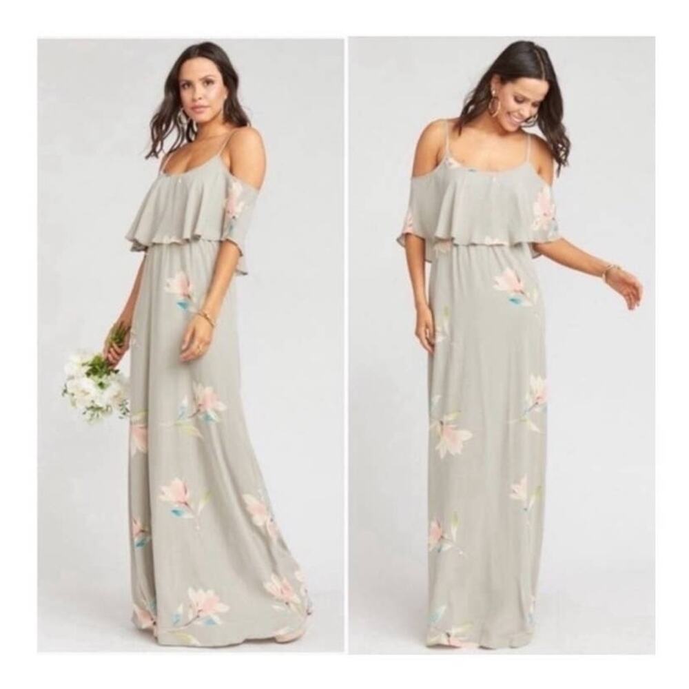 Show Me Your MuMu Caitlin Ruffle Maxi‎ Dress Lily Showers Crisp XS NWT